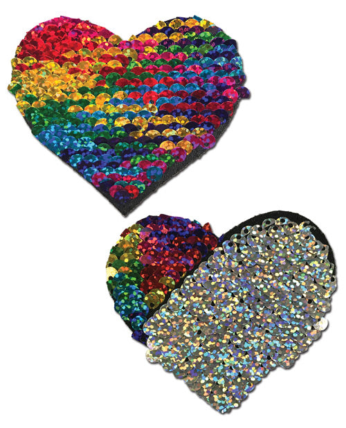 Pastease Premium Color Changing Flip Sequins Heart - Rainbow O/S