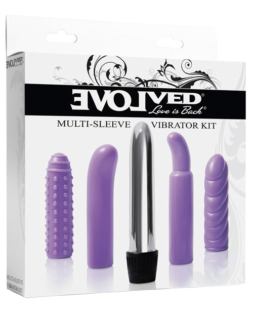 Evolved Multi Sleeve Vibrator Kit w/4 Textured Sleeves &amp; Vibe - Purple