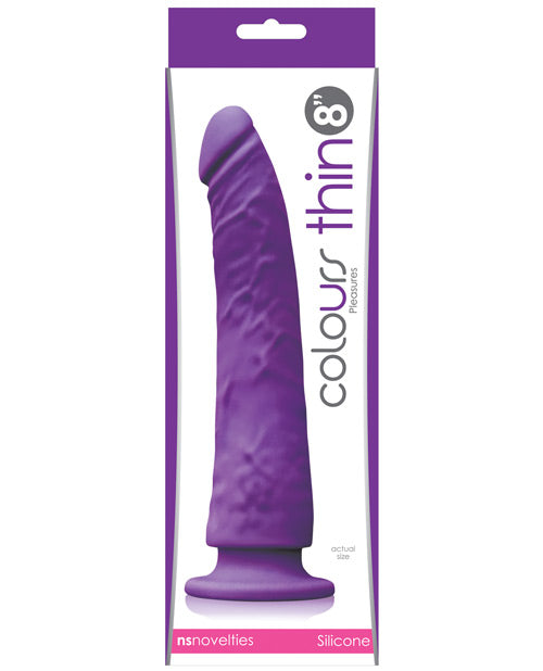 Colours Pleasures Thin 8&quot; Dildo - Purple