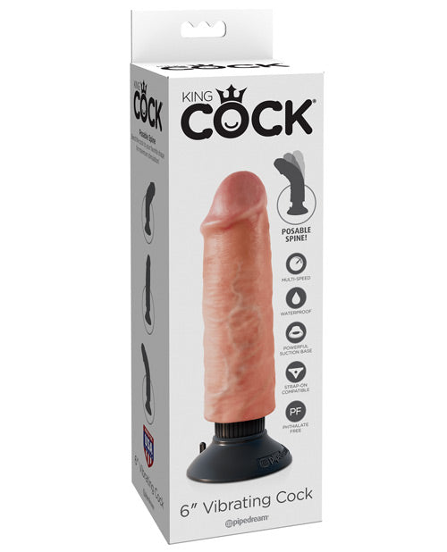 King Cock 6&quot; Vibrating Cock - Flesh