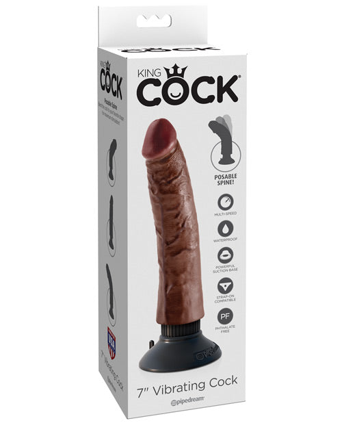 King Cock 7&quot; Vibrating Cock - Brown