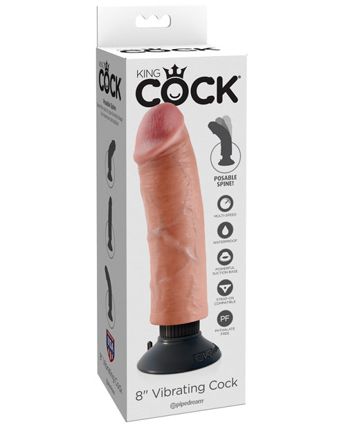 King Cock 8&quot; Vibrating Cock - Flesh