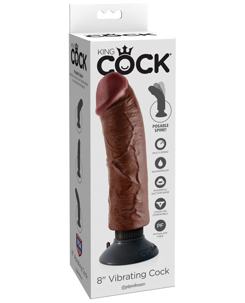 King Cock 8&quot; Vibrating Cock - Brown