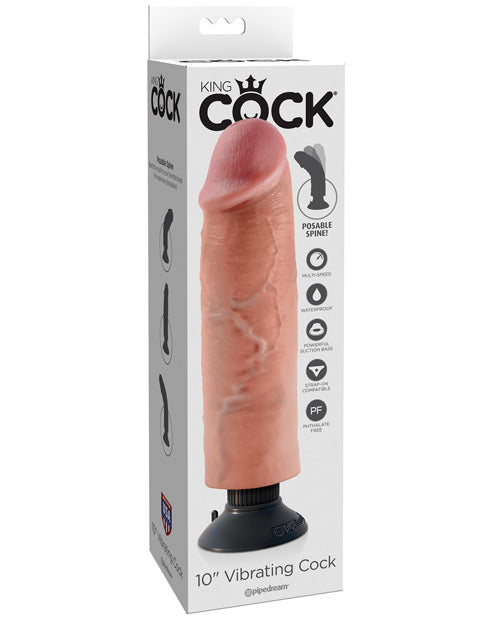 King Cock 10&quot; Vibrating Cock - Flesh