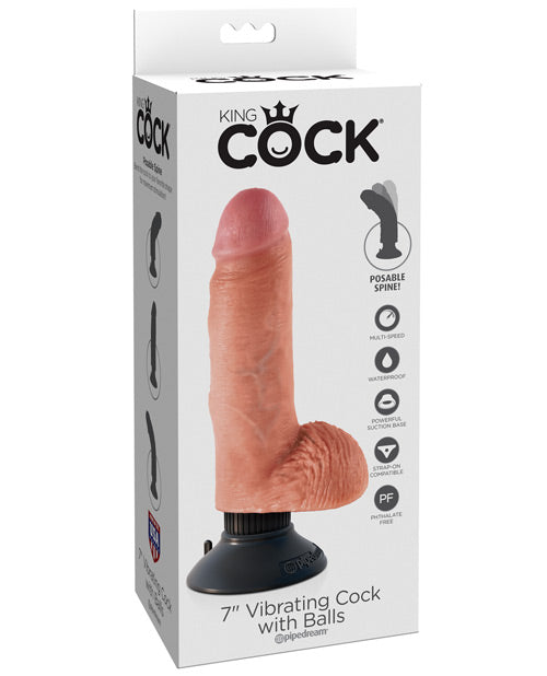 King Cock 7&quot; Vibrating Cock w/Balls - Flesh