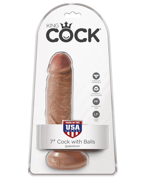 King Cock 7&quot; Cock w/Balls - Tan