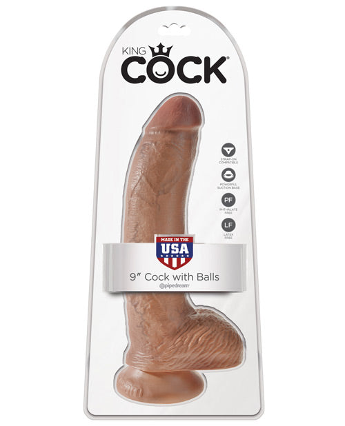 King Cock 9&quot; Cock w/Balls - Tan