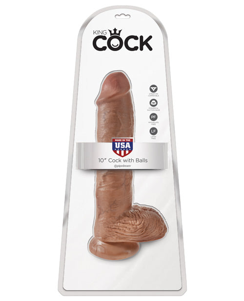 King Cock 10&quot; Cock w/Balls - Tan