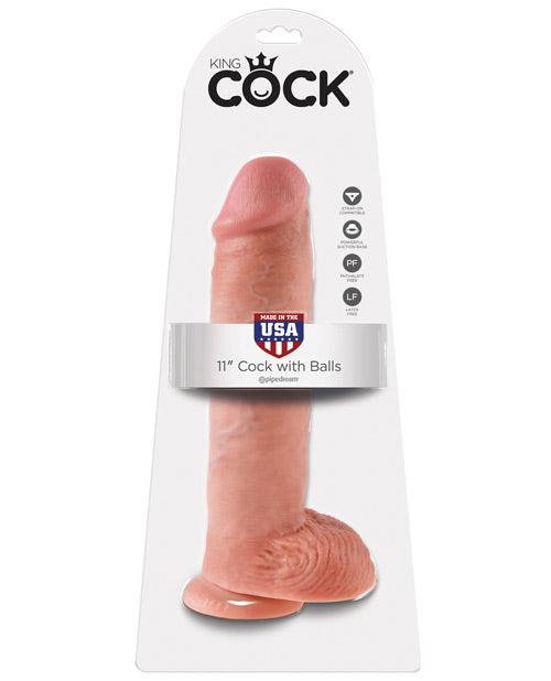 King Cock 11&quot; Cock w/Balls - Flesh