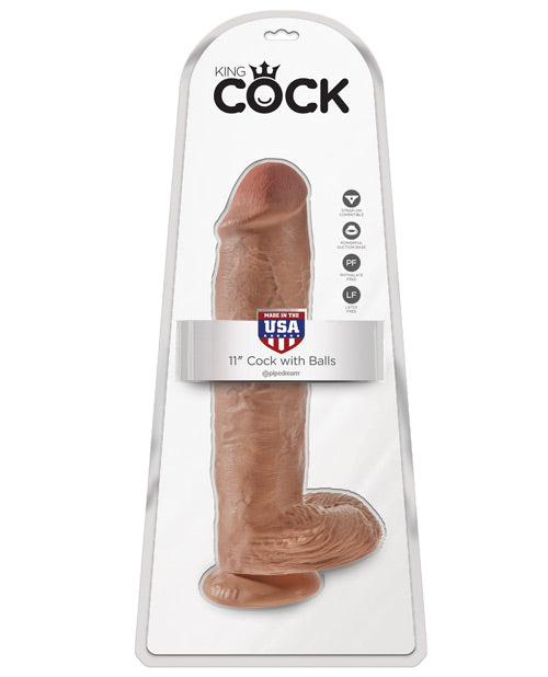 King Cock 11&quot; Cock w/Balls - Tan