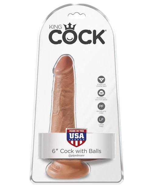 King Cock 6&quot; Cock w/Balls - Tan