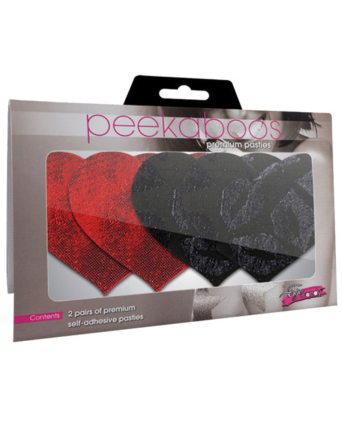 Stolen Kisses Hearts - Red &amp; Black  Pack of 2