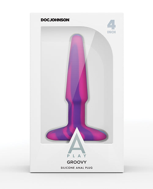 A Play 4&quot; Groovy Silicone Anal Plug - Multicolor/Pink