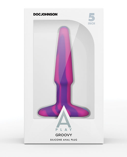 A Play 5&quot; Groovy Silicone Anal Plug - Multicolor/Yellow