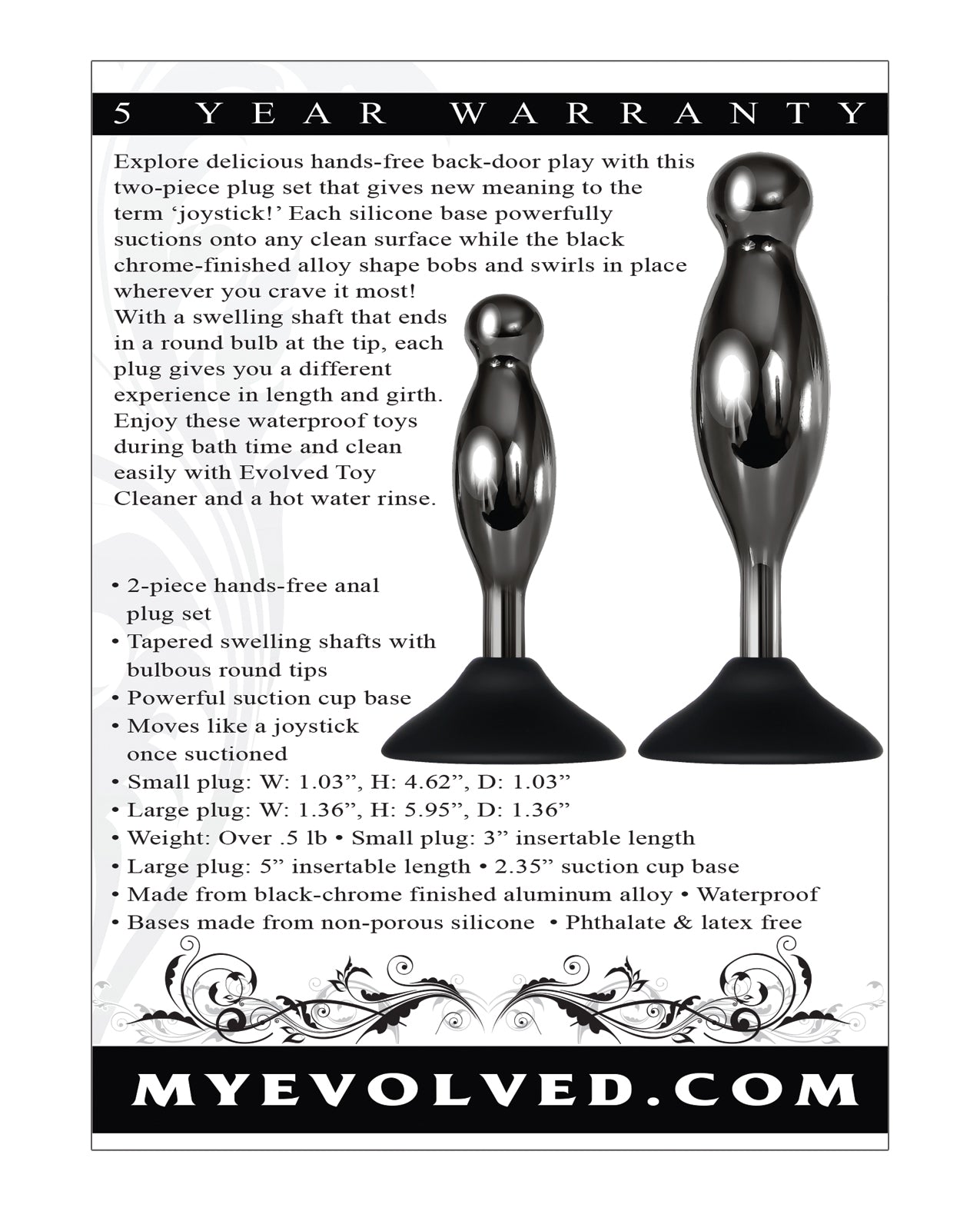 Evolved Joy Sticks 2 pc Plug Set - Black/Chrome