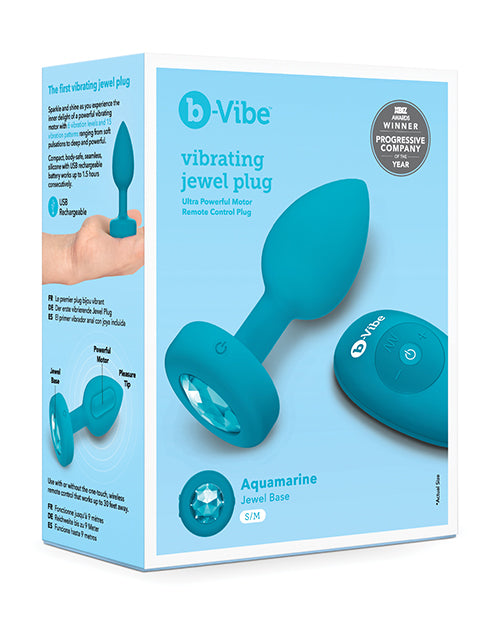 b-Vibe Remote Control Vibrating Jewel Plug (S/M) - Teal