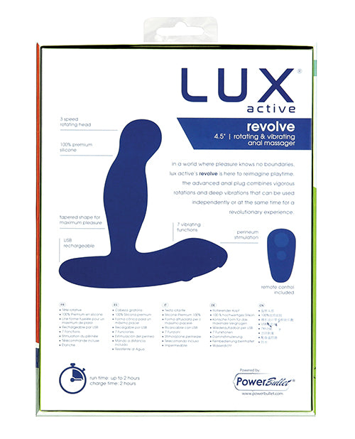 Lux Active Revolve 4.5&quot; Rotating &amp; Vibrating Anal Massager - Dark Blue