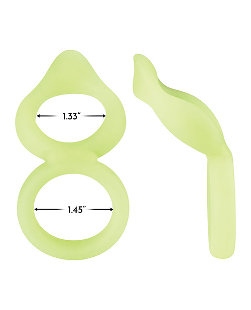 Forto F-88 Double Ring Liquid Silicone Cock Ring - Glow in the Dark