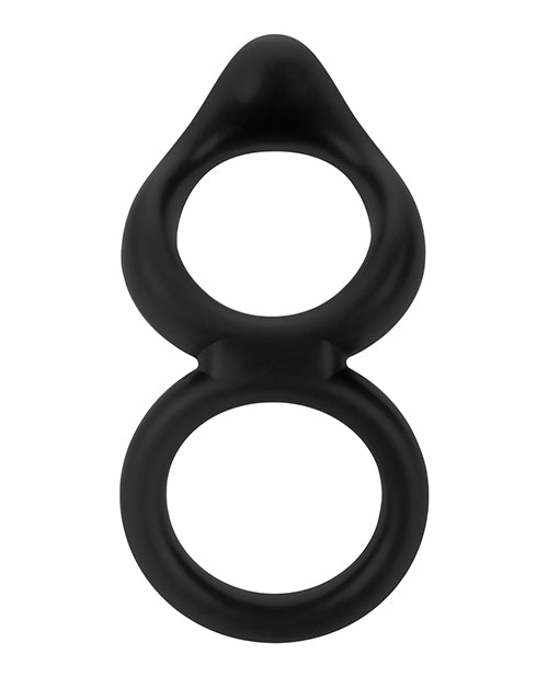 Forto F-88 Double Ring Liquid Silicone Cock Ring - Black