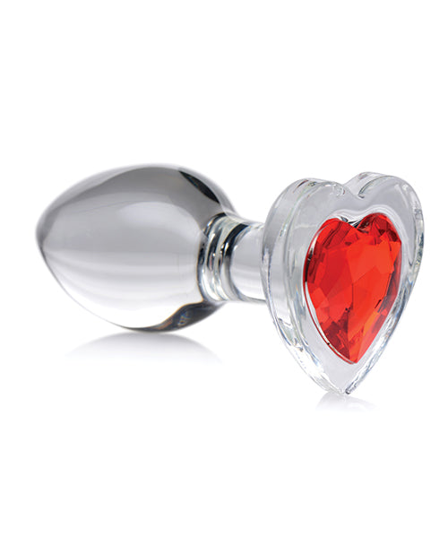 Booty Sparks Red Heart Gem Glass Anal Plug - Medium