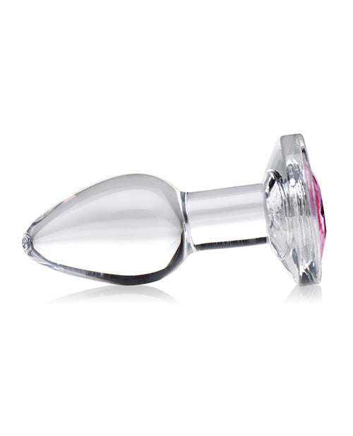 Booty Sparks Pink Gem Glass Anal Plug - Small