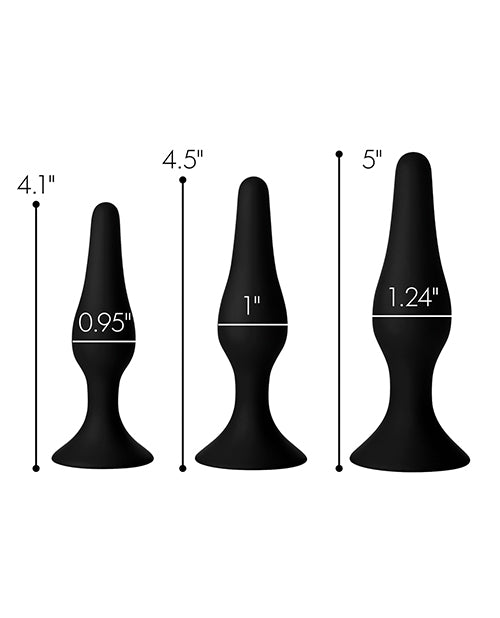 Master Series Triple Tapered Silicone Anal Trainer - Black Set of 3