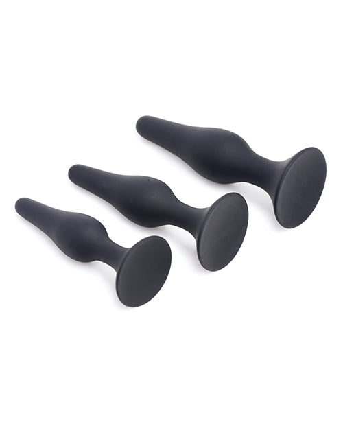 Master Series Triple Tapered Silicone Anal Trainer - Black Set of 3