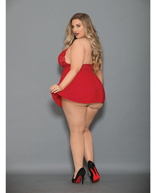 Euphoria Shorty Babydoll &amp; Open Panty Red QN - Seductions Secret