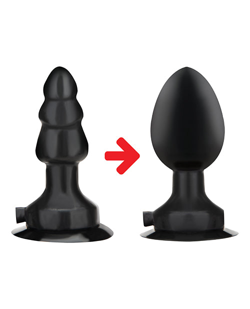 Lux Fetish 4&quot; Inflatable Vibrating Butt Plug w/Suction Base - Black