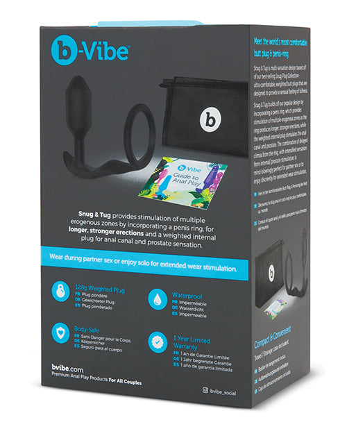 b-Vibe Snug &amp; Tug Weighted Silicone &amp; Penis Ring - 128 g Black