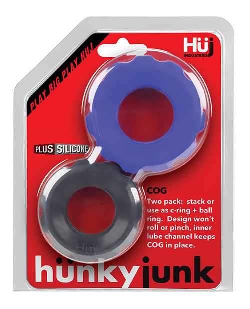 Hunky Junk Cog Ring 2 Size Double Pack - Cobalt &amp; Tar Pack of 2