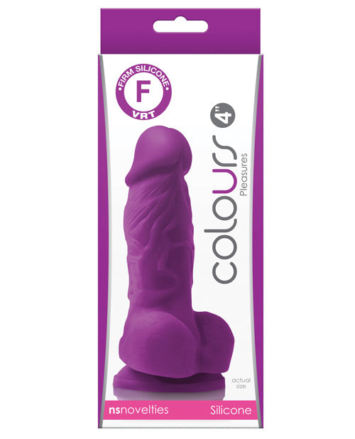 Colours Pleasures 4&quot; Dong w/Balls &amp; Suction Cup - Purple