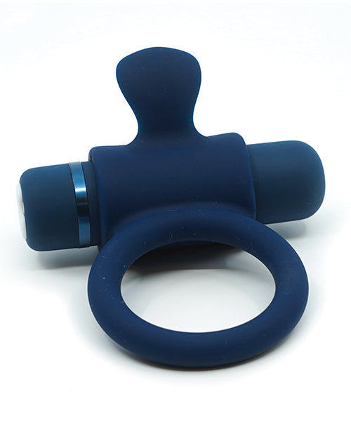 Nu Sensuelle Rev Silicone 7 Function Silicone Bullet Ring w/Flutter Tip  - Navy