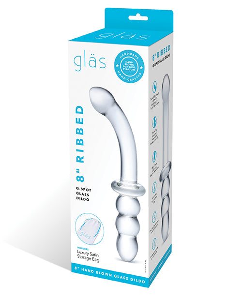 Glas 8&quot; Ribbed G-Spot Glass Dildo