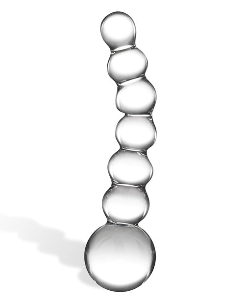 Glas 5&quot; Curved Glass Beaded Dildo