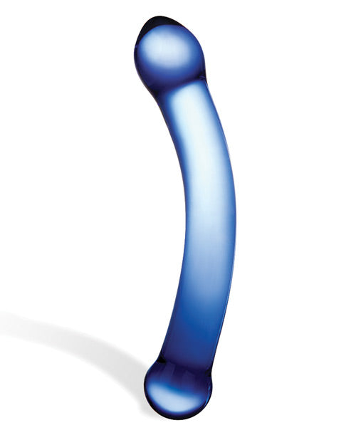 Glas 6&quot; Curved G-Spot Glass Dildo - Blue