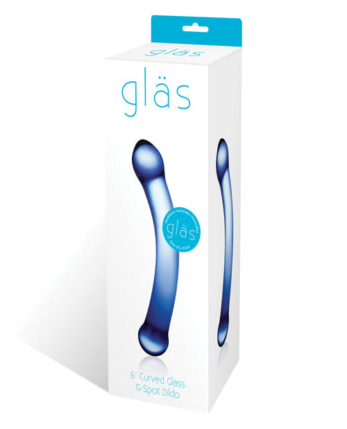 Glas 6&quot; Curved G-Spot Glass Dildo - Blue