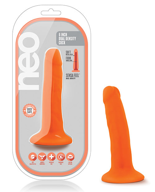 Blush Neo Dual Density 6&quot; Cock - Neon Orange