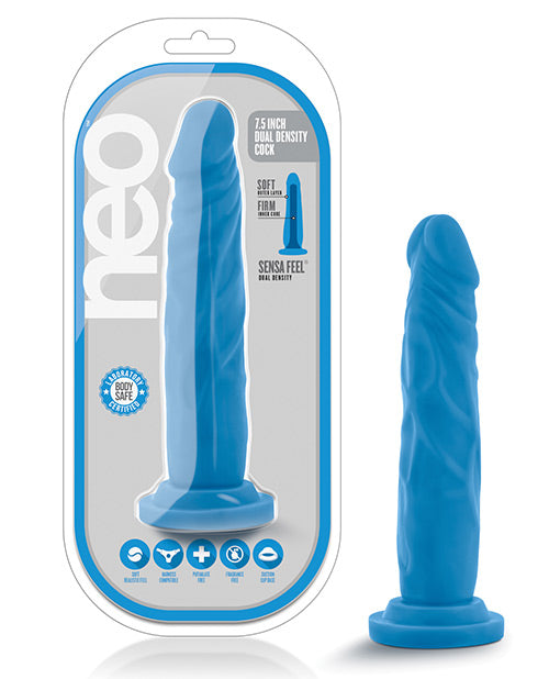 Blush Neo Dual Density 7.5&quot; Cock - Neon Blue