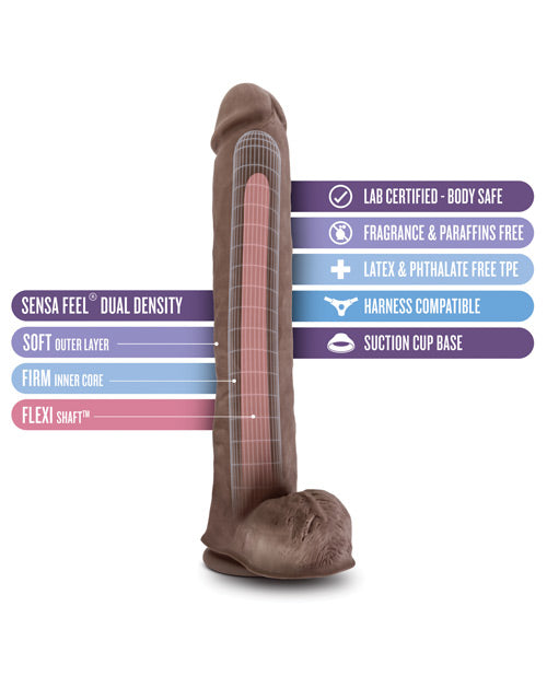 Blush Au Naturel Daddy 14&quot; Sensa Feel Dual Density Dong w/Suction Cup - Chocolate