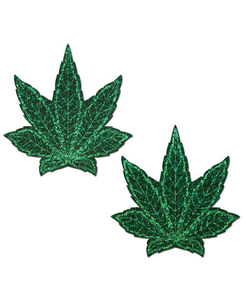 Pastease Premium Glitter Marijuana Leafs - Green O/S