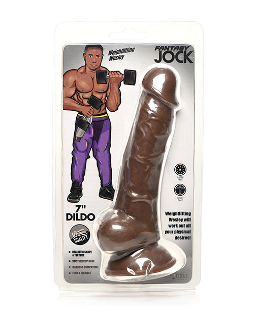 Curve Toys Fantasy Jock Weightlifting Wesley 7&quot; Dildo w/Balls - Dark