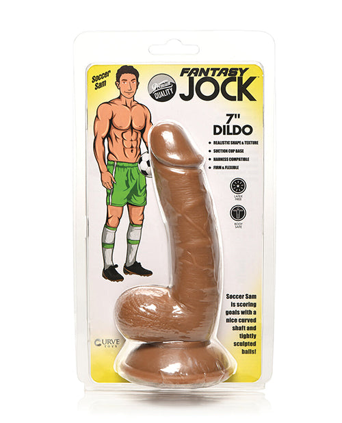 Curve Toys Fantasy Jock Soccer Sam 7&quot; Dildo w/Balls - Dark