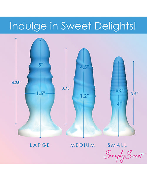 Curve Toys Simply Sweet Silicone Butt Plug Set - Blue