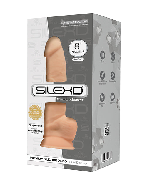 SilexD Model 3 8&quot; Silexpan Memory Silicone Dildo - Ivory