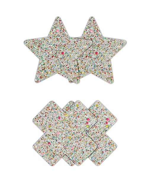 Pretty Pasties Star &amp; Cross Glow in the Dark - 2 Pair