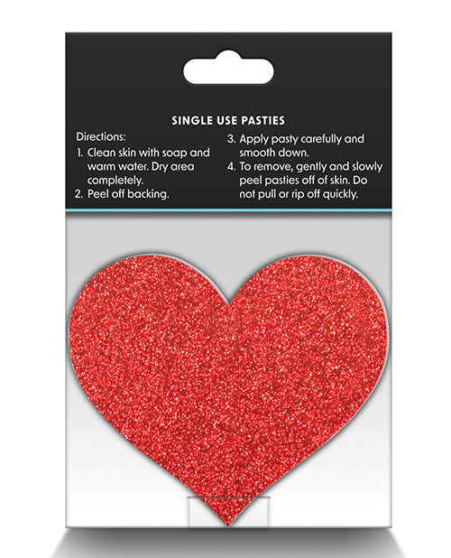 Pretty Pasties Glitter Hearts Red/Silver - 2 Pair