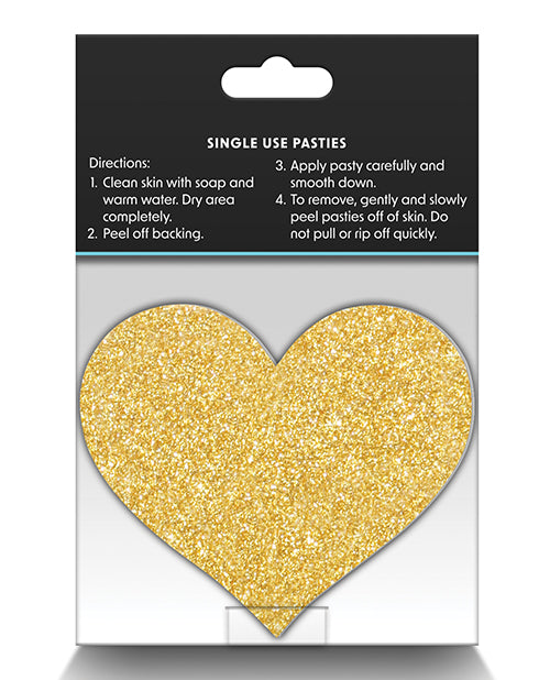 Pretty Pasties Glitter Hearts Black/Gold - 2 Pair