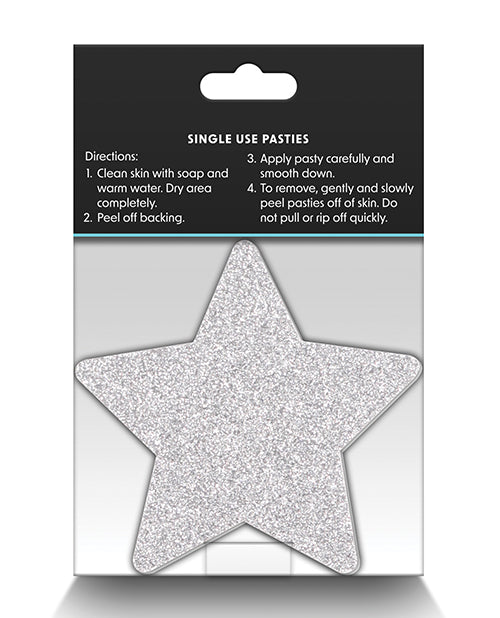 Pretty Pasties Glitter Stars Red/Silver - 2 Pair