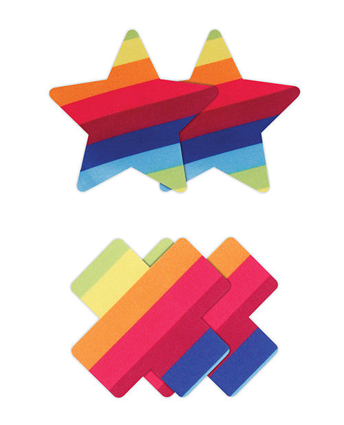 Pretty Pasties Pride Cross &amp; Star Rainbow - 2 Pair